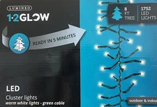 *NEW* Lumineo 1752 LED 1-2 Glow Warm White Cluster Lights Green Wire