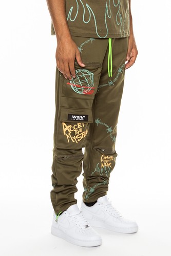 Herren Freizeithose Streetwear schmale Passform Hose Cargo Jogger Hip Hop Grafik Hose - Bild 26 von 32