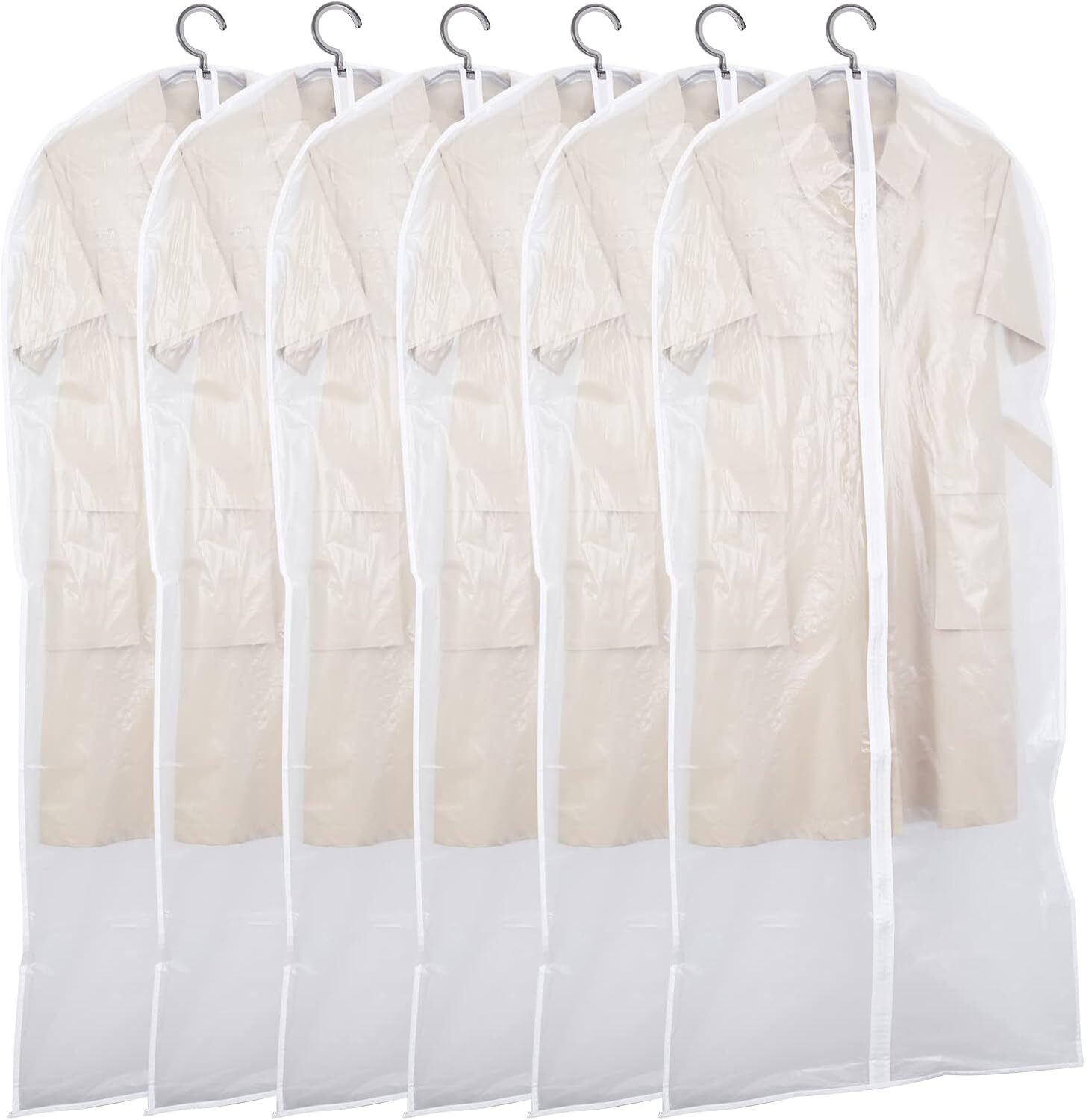 Lightweight Clear Garment Bags with Full Zipper Foldable Dust Proof Breathable Cover  