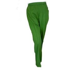 WOMEN'S VINTAGE 1970'S ALEX COLMAN GREEN POLYESTER FLARE LEG PANTS SIZE M/L