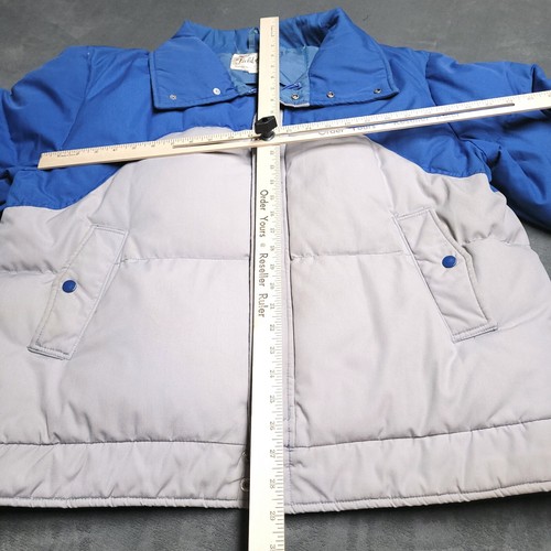 Vtg Field And Stream XL Down Puffer Jacket Blue Colorblock Outdoor Heavy - Picture 10 of 10
