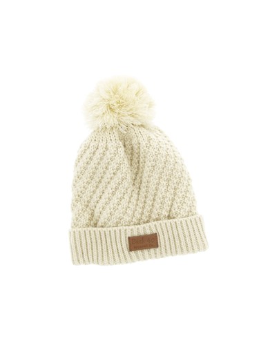 Pom Pom Cuffed Beanie Unisex Cream Thick and Warm Knit Winter Hat Cap by Back 40 - Picture 2 of 5