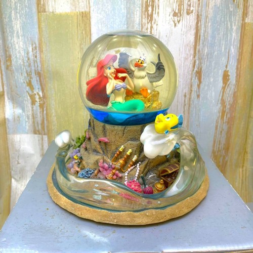 Rare The Little Mermaid Ariel Flounder Snow Globe Music Box Disney - Picture 6 of 10