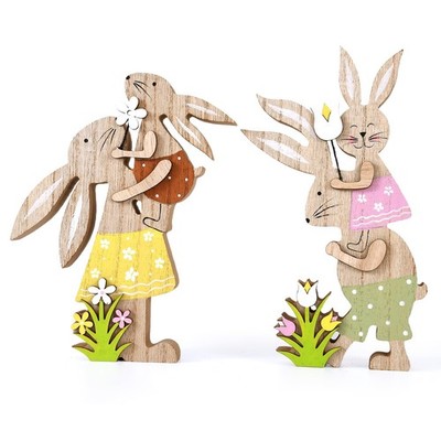 WellSign Easter Wooden Sign Party Decorations for Home, 2 Pcs Colorful 
