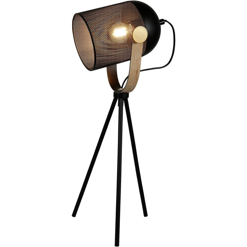 Lampe spot orientable design industriel en métal noir et trépied stable 52 cm