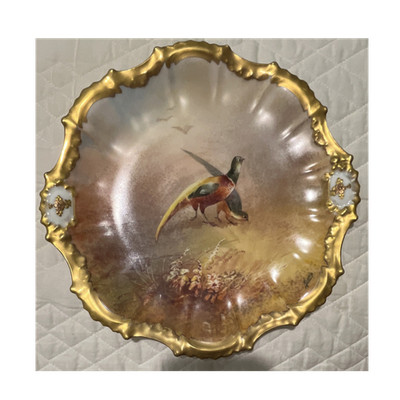 Vintage Limoges France Porcelain Decorative Plate Hand Painted Birds signed 