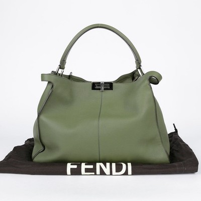 Fendi Motif X Light Peekaboo Shoulder Bag Khaki Leather L Size 8BN304 26551317