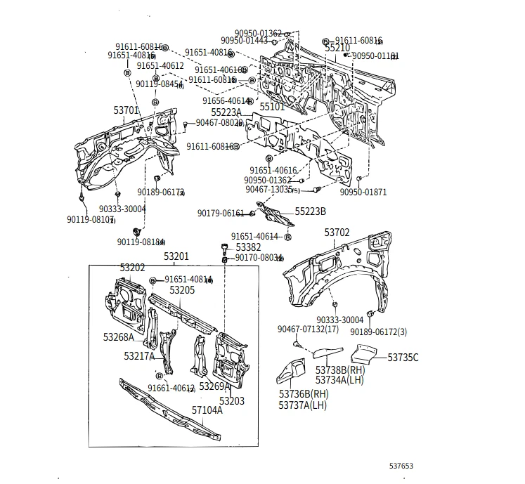 Toyota Genuine Land Cruiser 80 FJ Front Fender Guard Apron Cover Seal Set B - Image 4 of 4