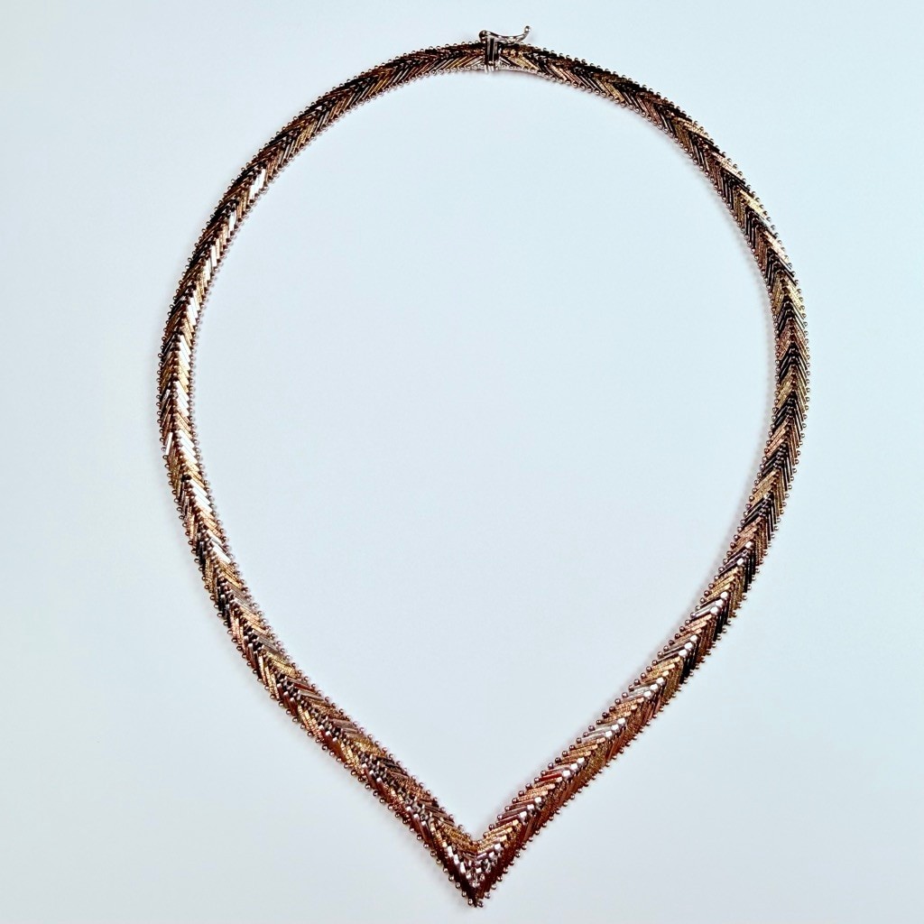 Double Sided Solid & TriColor Gold Vermeil Sterli… - image 1