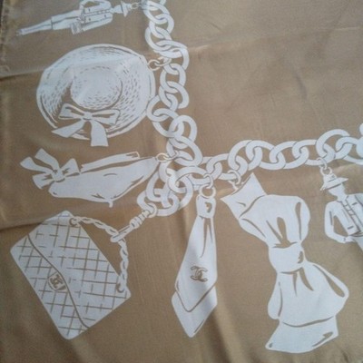 CHANEL シルクスカーフ 85cm×85cm Chanel Silk Scarf 85cm x 85cm Beige Cowboy-Inspired Used | eBay