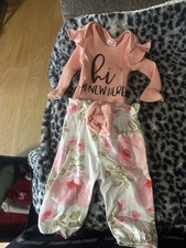 Girls 2-Piece Pink Ribbed Long Sleeve Top & F...