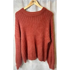 SO Rusty Red Crew Ribbed Fuzzy Sweater Size Large