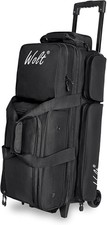 WOLT 3 Ball Bowling Bag on Wheels, 3 Ball Roller Bag w/ Shoe Compartment, Black