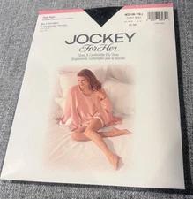Thigh Highs JOCKEY Stockings Tuxedo Black Medium Tall Comfortable NIP Sandlefoot