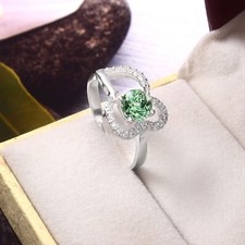 Super Quality Green Sapphire Gemstone 6x6MM, 925 Sterling Silver Engagement Ring