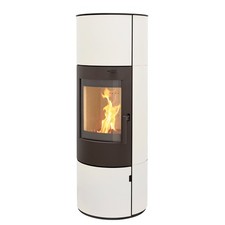 Speicherofen München XL Stahl creme weiß Kaminofen 7kw Holzofen Schwedenofen