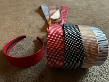 5 New Womens Headbands: 4 Polka Dots w/Ties, 1 Solid Red
