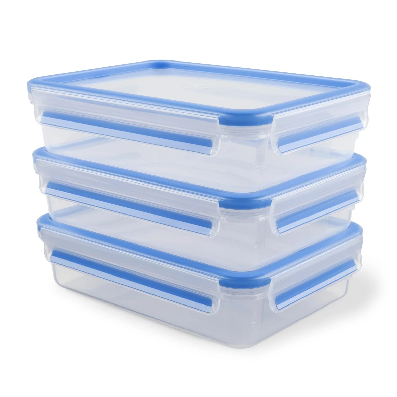 Emsa 515645 Clip & Close 3-piece set of food storage containers, 1.2 litre, tran
