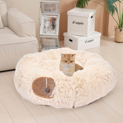 Cat Tunnel Bed with Central Washable Cushion - Large Cat Tunnel Tube Toys 3 S... - Picture 5 of 7