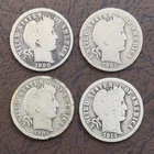 Lot of 4 Barber Dimes 1900, 1903, 1905, 1913 Philadelphia 90% Silver Coins (016)