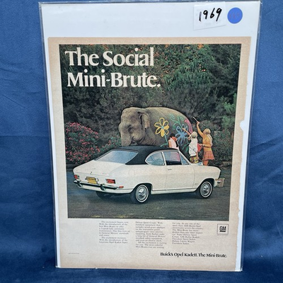 #ad 1968 Vintage Print Ad 1969 Buick Opal Kadett Mini Brute Car Vintage AD $13.56
