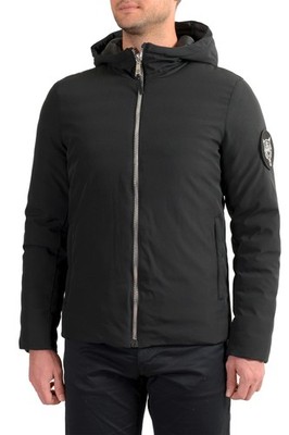 Plein Sport Men's Black Logo Print Reversible Hooded Parka Jacket US L IT 52