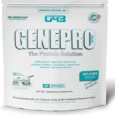 Premium GENEPRO GEN. 3 Unflavored Protein Powder - (3rd Generation, 60 Servings)