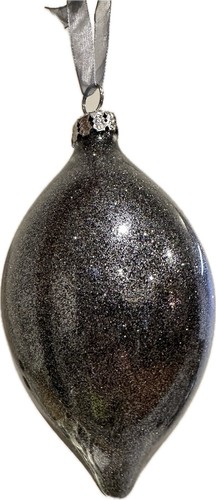 FRONTGATE Gunmetal Silver-Glitter bocca macchiata vetro soffiato ornamenti set di 12 - Foto 12 di 16