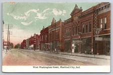 West Washington Street Hartford City Indiana IN Funeral Director c1910 Postcard