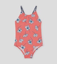 Hatley Girls' Pink Floral Print Halter One-Piece Swimsuit Size 6