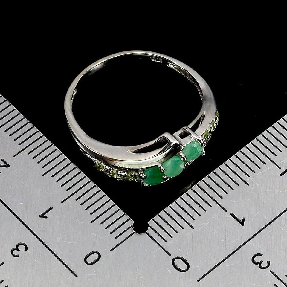 925 Sterlingsilber Ring Rund Smaragd Peridot Natürlich Edelstein Schmuck Größe 8 - Bild 3 von 4