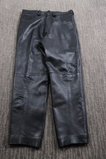 Men's Vintage 90s Black Leather Pants 31x27 Straight Leg Rocker HAS WEAR