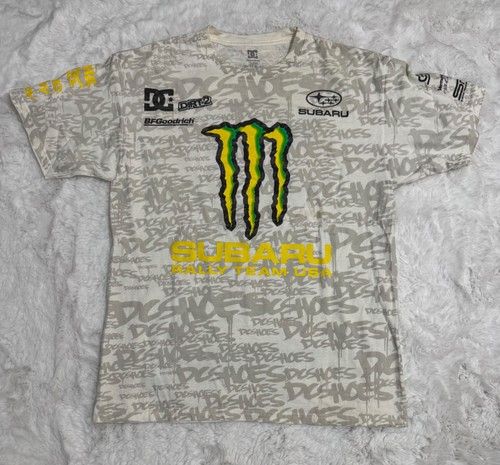 DC SUBARU RALLY TEAM T-SHIRT MEN'S LARGE WHITE MONSTER ENERGY KEN BLOCK 43 - Picture 1 of 4