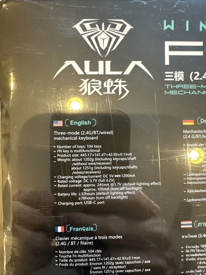 Aula Wind F108 Pro Wireless Mechanical Gaming Keyboard w/ Screen & Knob, G Black - Image 4 of 4