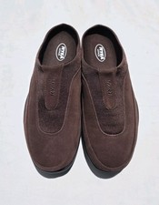 New Ryka Shoes Sz 11 Walking Zo Yo Mule Brown Suede Round Apron Toe Slide
