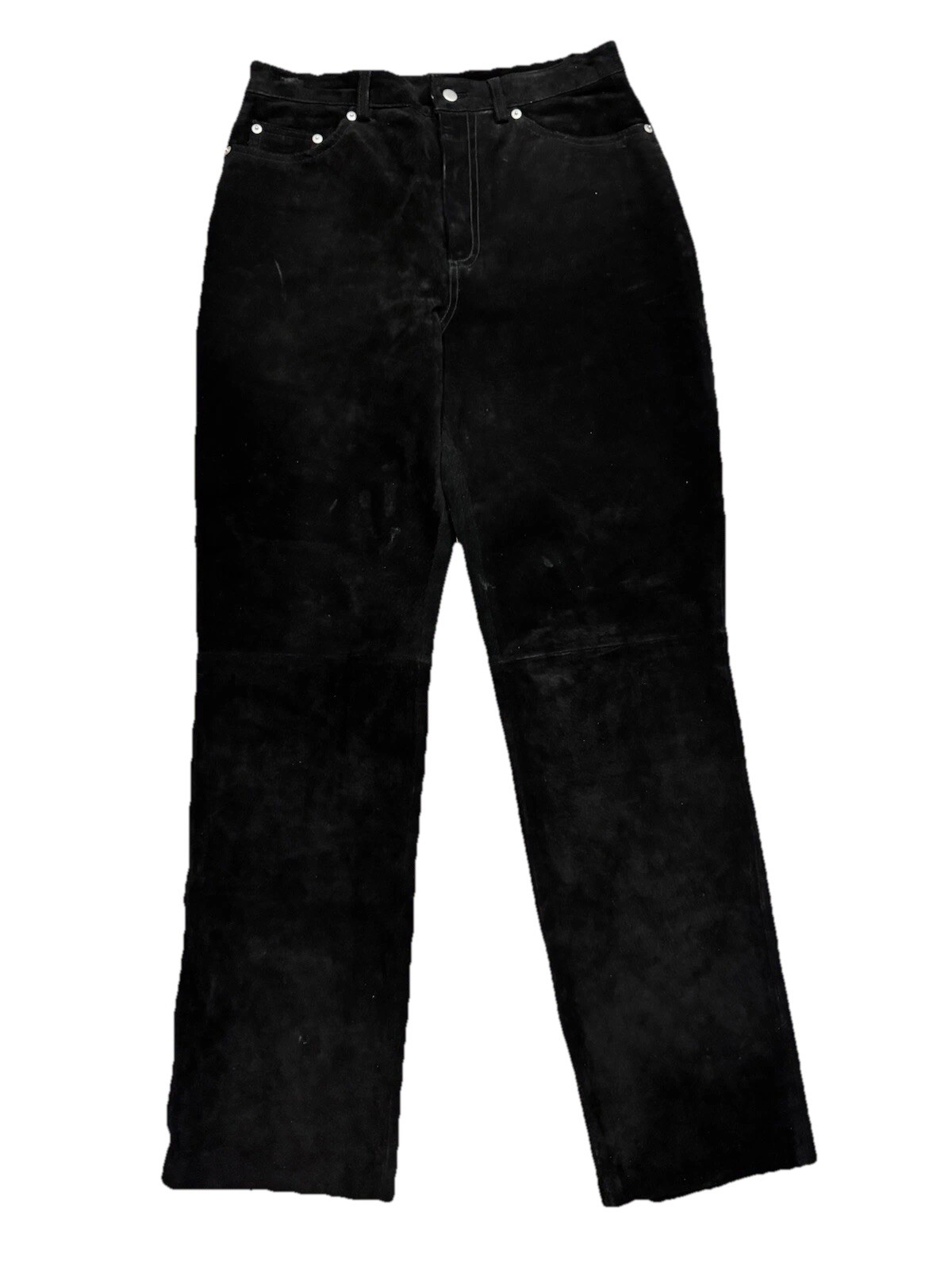 Vintage Black Suede Leather Pants Size 8 Straight Leg Classic Paul Harris Design