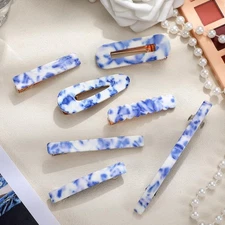 Janinka 7 Pcs Blue Bride Hair Clips Aesthetic Chinoiserie Hair Barrettes Chin...