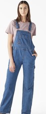 NWT Dickies Women's Relaxed Fit Bib Overalls Straight Leg Medium Wash Size M