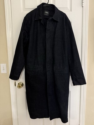 Zara Over Coat 77302 Black Women's Pea Coat Long Trench Coat M New No Tags Lined