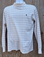 POLO Equestrian RALPH LAUREN Vintage Check Checkered Cotton Turtleneck Sweater L