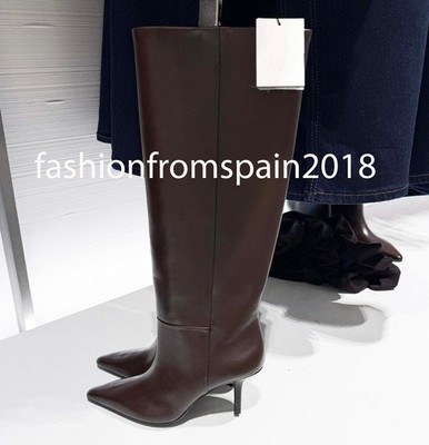 ZARA NEW WOMAN POINTED TOE HEELED BOOTS CHOCOLATE BROWN 35-42 1020