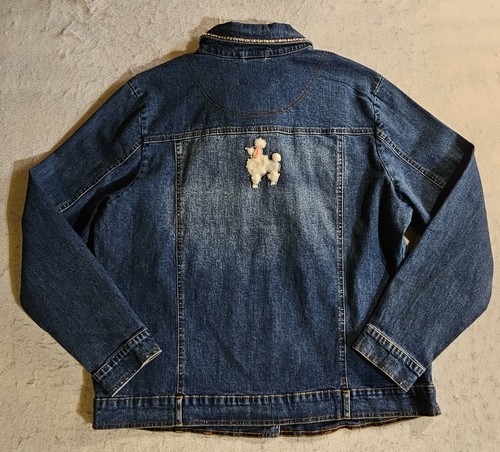 NWTs Quacker Factory Denim Jacket Embroidered Poodle Rhinestones Craft Art Sz Lg - Picture 8 of 10