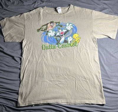 Vintage LOONEY TUNES T-shirt Large Taz 90's WARNER BROTHERS 1999 Outta Control