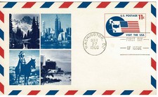 USA 1966 Postal Stationery Postcard HG 5 used Ganzsache Postkarte Air Mail SIPEX