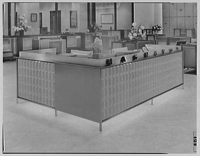 Magnavox, business at Madison Ave. and 48th St., New York City. Reception desk