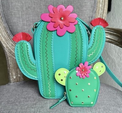 RARE KATE SPADE NOVELTY HORIZONS Cactus Leather Crossbody Bag With Coin Purse