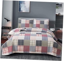 Quilt Set Size Plaid Bedspread Set Soft Lightweight King Red Blue Plaid