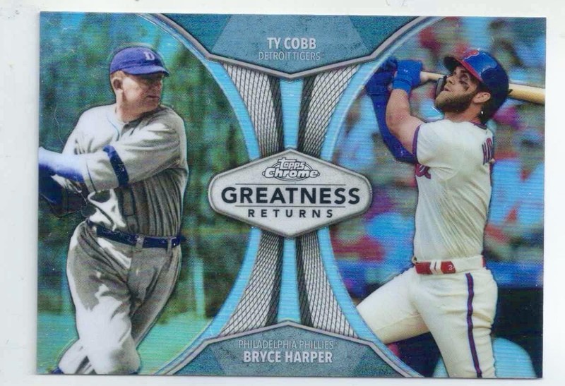 Ty Cobb & Bryce Harper 2019 Topps Chrome Refractor Greatness Returns Baseball