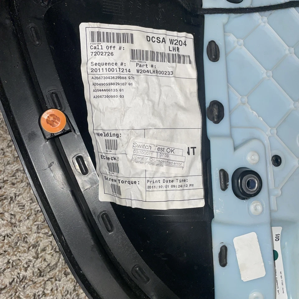 W204 08-14 Mercedes Benz C300 Cubierta Panel Puerta Trasera Izquierda Interior Negro Foto 3 de 4