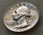 🟅 1961 BU PROOF 90% Silver Wash. Quarter 25¢ 65-Year-Old Coin